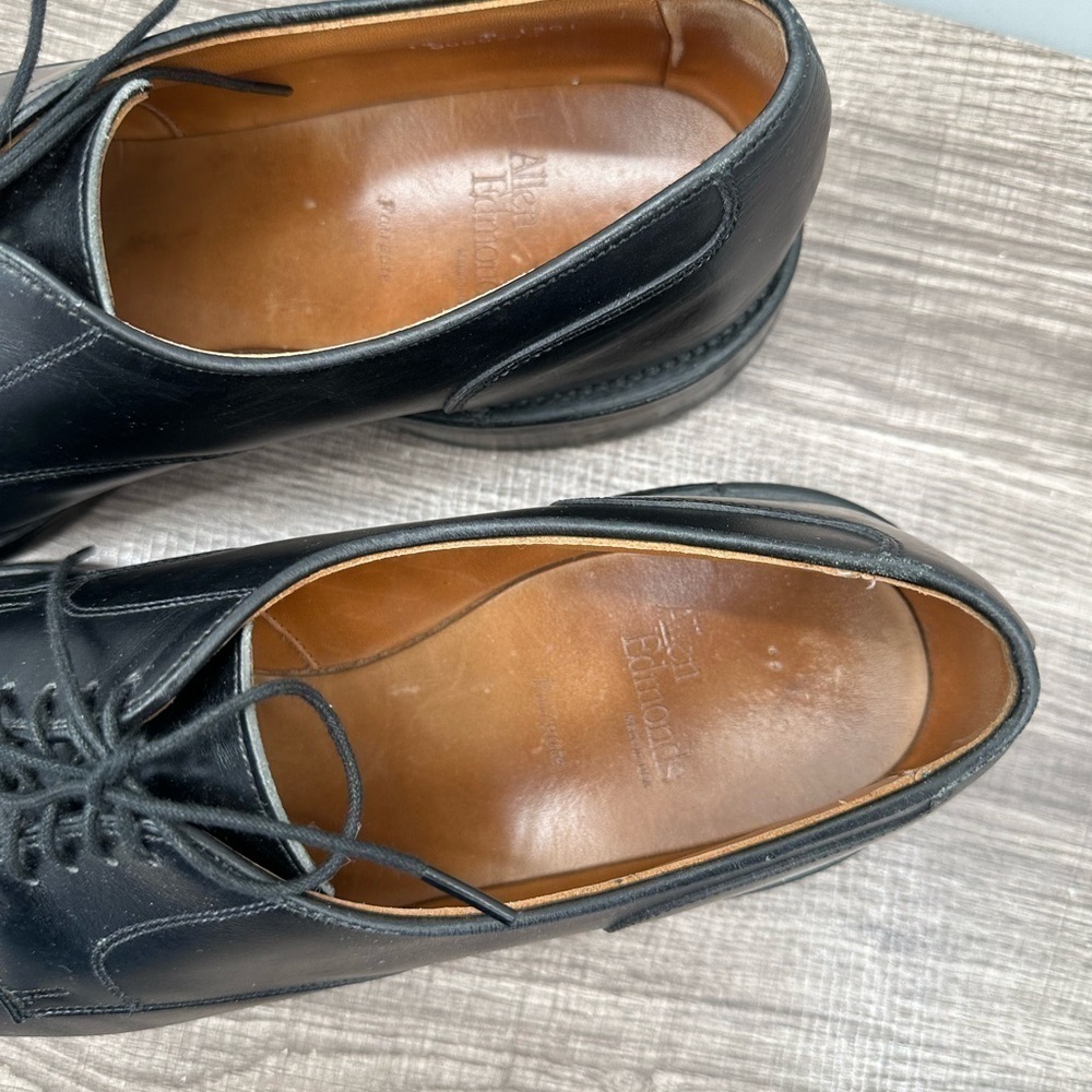 ALLEN EDMONDS Black leather men's oxford Lace up hand crafted dress shoe. 12D - Picture 4 of 11